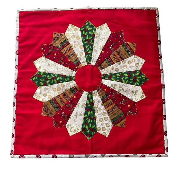 Handmade Christmas Quilted Patchwork Placemats Set Lot Of 4 Each Unique Design - Picture 5 of 10